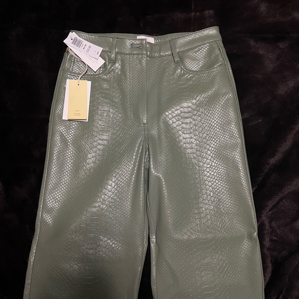 Melina Croc-Embossed Pants in Sage